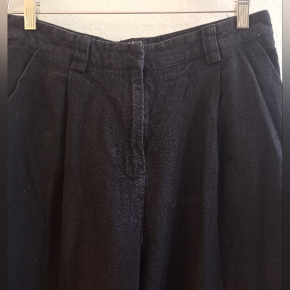 Lioness Oversized, Baggy, Wide Leg Linen Cotton Comfy Nubby Textured Black Pants - Picture 5 of 9